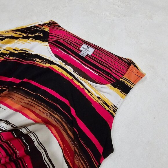 Worthington ✦ Abstract Midi Dress ✦ Sleeveless Asymmetrical Stretch Knit NWT M - Picture 8 of 16